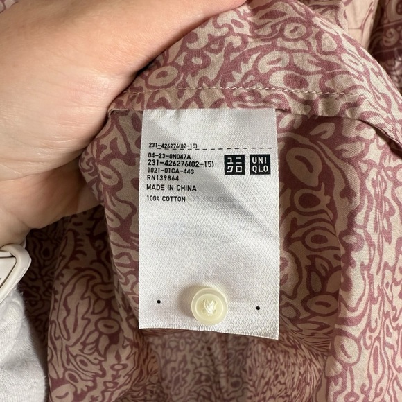 Anna Sui x Uniqlo Peasant Boho Printed Bishop Sleeve Blouse Mauve Size XS - Picture 10 of 11